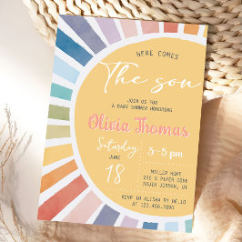 Här kommer sonen Baby Shower-inbjudan Inbjudningar