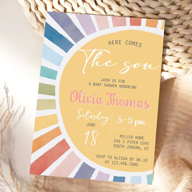 Här kommer sonen Baby Shower-inbjudan Inbjudningar (Skapare uppladdad)