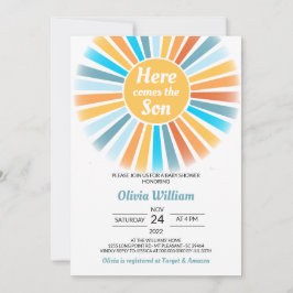Här kommer sonen Baby Shower Inbjudningar