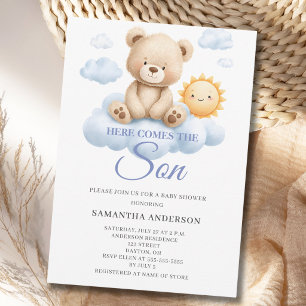 Här kommer sonen Baby Shower Inbjudningar