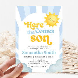 Här kommer sonen Baby Shower Inbjudningar