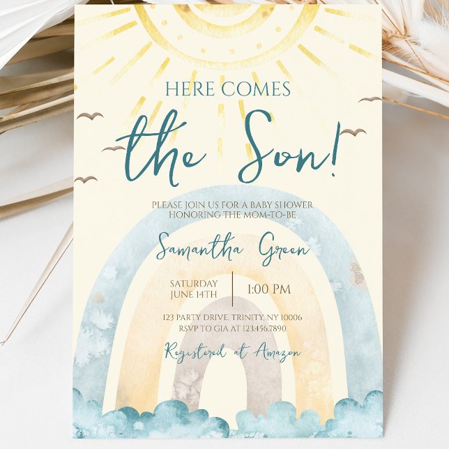 Här kommer sonen Baby Shower Inbjudningar (Skapare uppladdad)