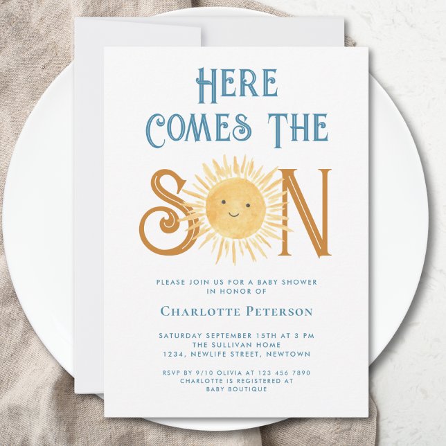Här Kommer Sonen Baby Shower  Inbjudningar (Skapare uppladdad)