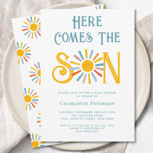 Här Kommer Sonen Baby Shower Inbjudningar