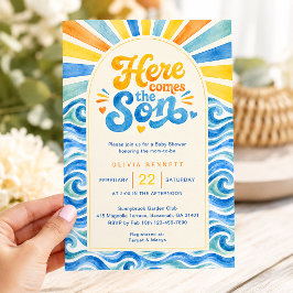 Här kommer sonen Baby Shower Kustsolsken Inbjudningar