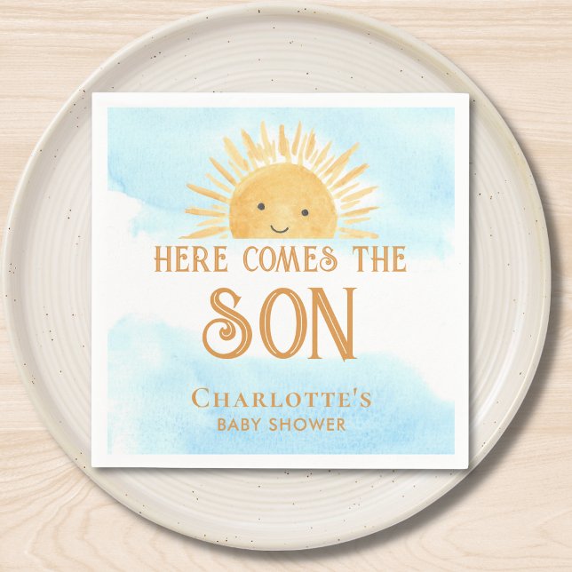Här Kommer Sonen Baby Shower Pappersservett (Skapare uppladdad)