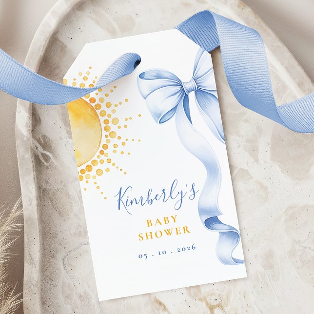 Här kommer sonen Baby Shower Presentkort Presentetikett (Skapare uppladdad)