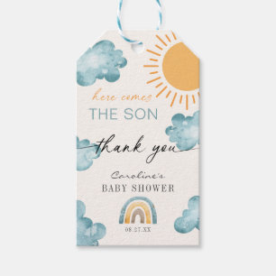 Här kommer sonen Baby Shower Solsken Presentetikett