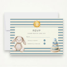 Här kommer sonen baby shower svarsbrevskort