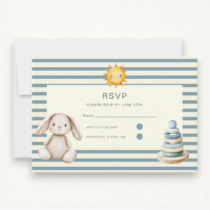 Här kommer sonen baby shower svarsbrevskort OSA kort