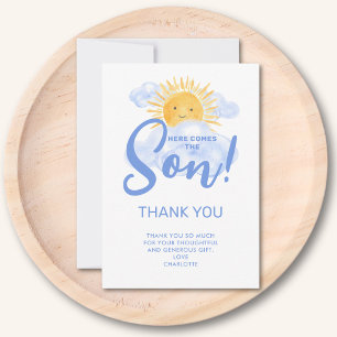 Här Kommer Sonen Baby Shower Tack Kort