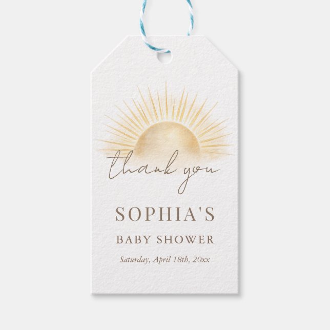 Här kommer sonen Baby Shower Tack Presentetikett (Framsidan)