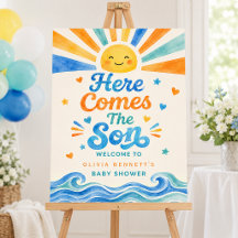 Här kommer sonen Baby Shower Välkomstskylt