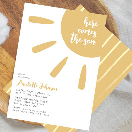 Här kommer sonen Boho Minimal Baby Shower Inbjudningar