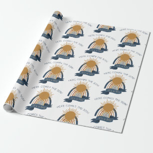 Här kommer sonen Boho Pojke Baby Shower Presentpapper