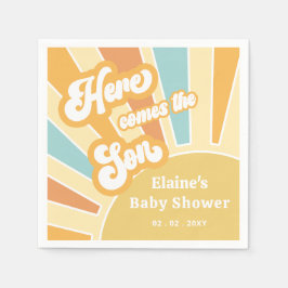 Här kommer sonen boho retro-babyduschen pappersservett