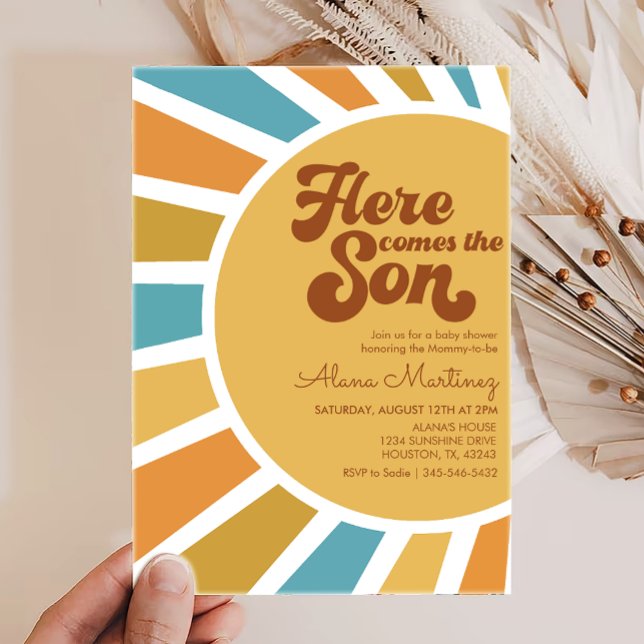 Här kommer sonen | Boho Sunshine Baby Shower Inbjudningar (Skapare uppladdad)