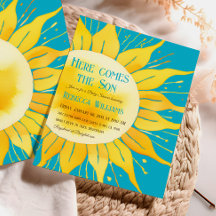Här kommer sonen Boy Blue Sunshine Baby Shower