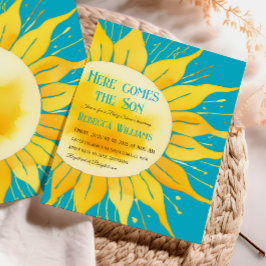 Här kommer sonen Boy Blue Sunshine Baby Shower Inbjudningar