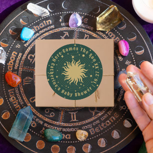 Här kommer sonen   Celestial Baby Shower Runt Klistermärke