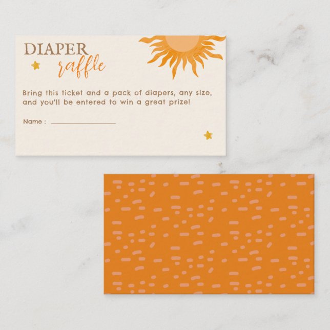Här kommer sonen Diaper Raffle Baby dusch Tilläggskort (Fram/baksida)