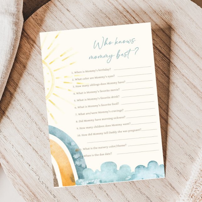 Här kommer sonen duschar vem som vet mammaspel (Here Comes the Son Baby Shower Game)