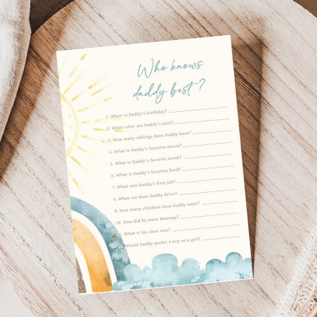 Här kommer sonen duschar vem som vet pappas spel (Here Comes the Son Baby Shower Game)
