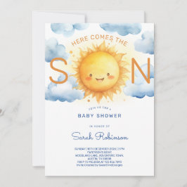 Här kommer sonen Elegant baby shower Inbjudningar