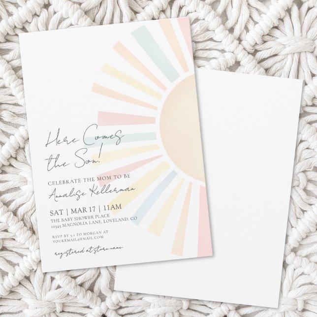 Här kommer sonen Enkel sol Babykalas Inbjudningar (Here Comes The Son Simple Sun Baby Shower Invitation)