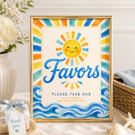 Här kommer sonen För favors skylt Baby Shower skyl