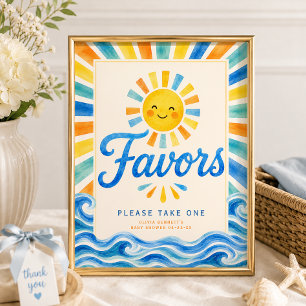 Här kommer sonen För favors skylt Baby Shower skyl