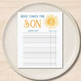 Här kommer sonen Gissa vem baby shower-lek