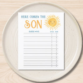 Här kommer sonen Gissa vem baby shower-lek
