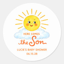 Här kommer sonen Handritad solsken Bebisens ankoms