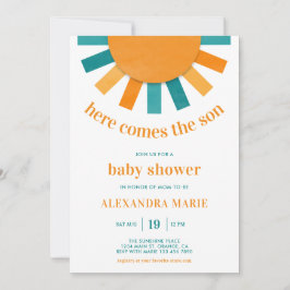 Här kommer sonen Modern sommarbabyshower Inbjudningar