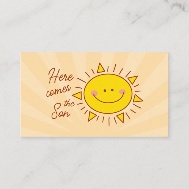 Här kommer sonen pojke baby shower böcker för bebi tilläggskort (Baksida)