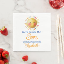 Här kommer sonen pojke baby shower