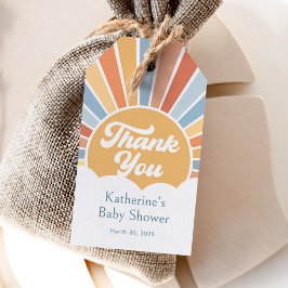 Här kommer sonen Retro Sunshine Baby Shower Presentetikett