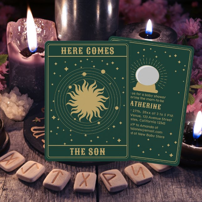 Här kommer sonen | Sol Tarot Baby Shower Inbjudningar (Skapare uppladdad)