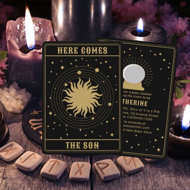 Här kommer sonen | Sol Tarot Baby Shower Inbjudningar (Skapare uppladdad)
