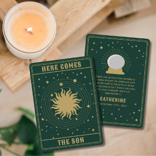 Här kommer sonen Sol Tarot Baby Shower Tack Kort