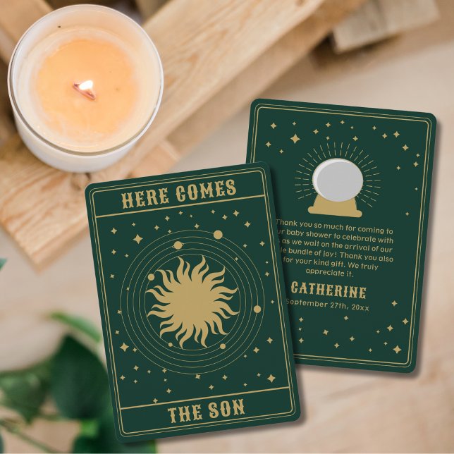 Här kommer sonen | Sol Tarot Baby Shower Tack Kort (Skapare uppladdad)