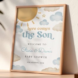 Här kommer sonen Solsken Baby Shower Välkommen  Poster