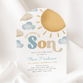 Här kommer sonen Solskens Baby Shower Inbjudan