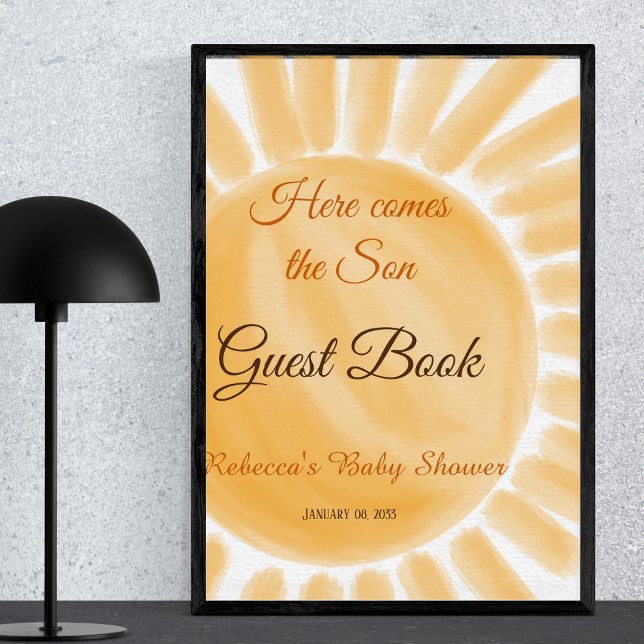 Här kommer sonen Solskensstråle Gäst Bebis Shower Poster (Skapare uppladdad)