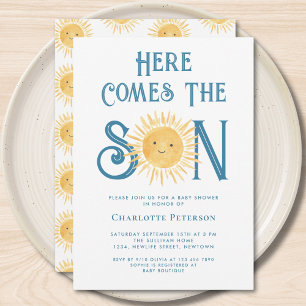 Här Kommer Sonen Söt Pojkes Baby Shower Inbjudningar