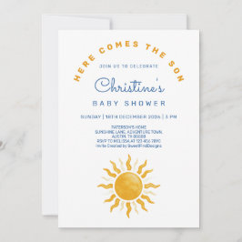 Här kommer sonen Sunshine Baby Boy Shower Inbjudningar