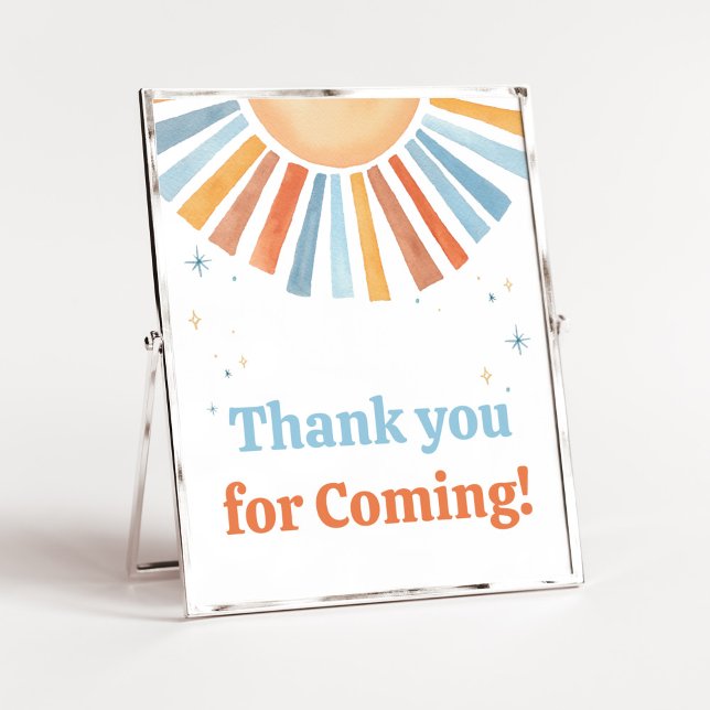 Här kommer sonen - tack för att du kom poster (Boho Sunshine Baby Shower Thank you for Coming Sign)