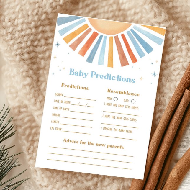 Här kommer spelet Son Baby Predictions (Boho Sunshine Baby Shower Baby Predictions Game )