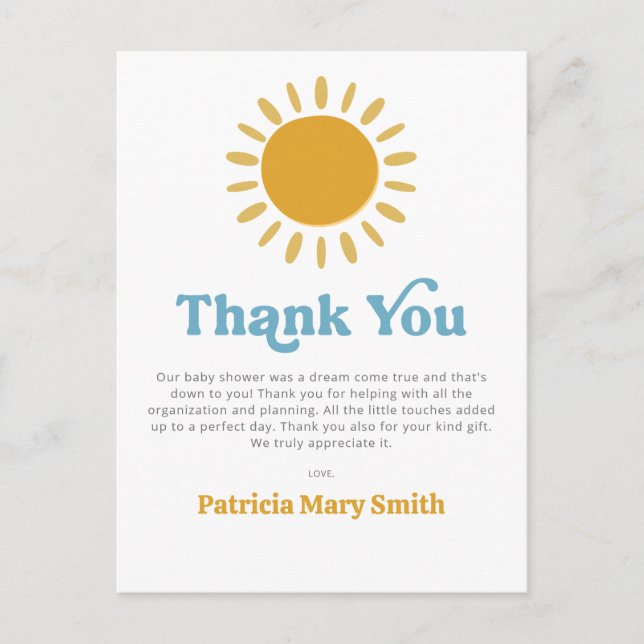 Här kommer Tacken för barnduschen. Vykort (Framsida)